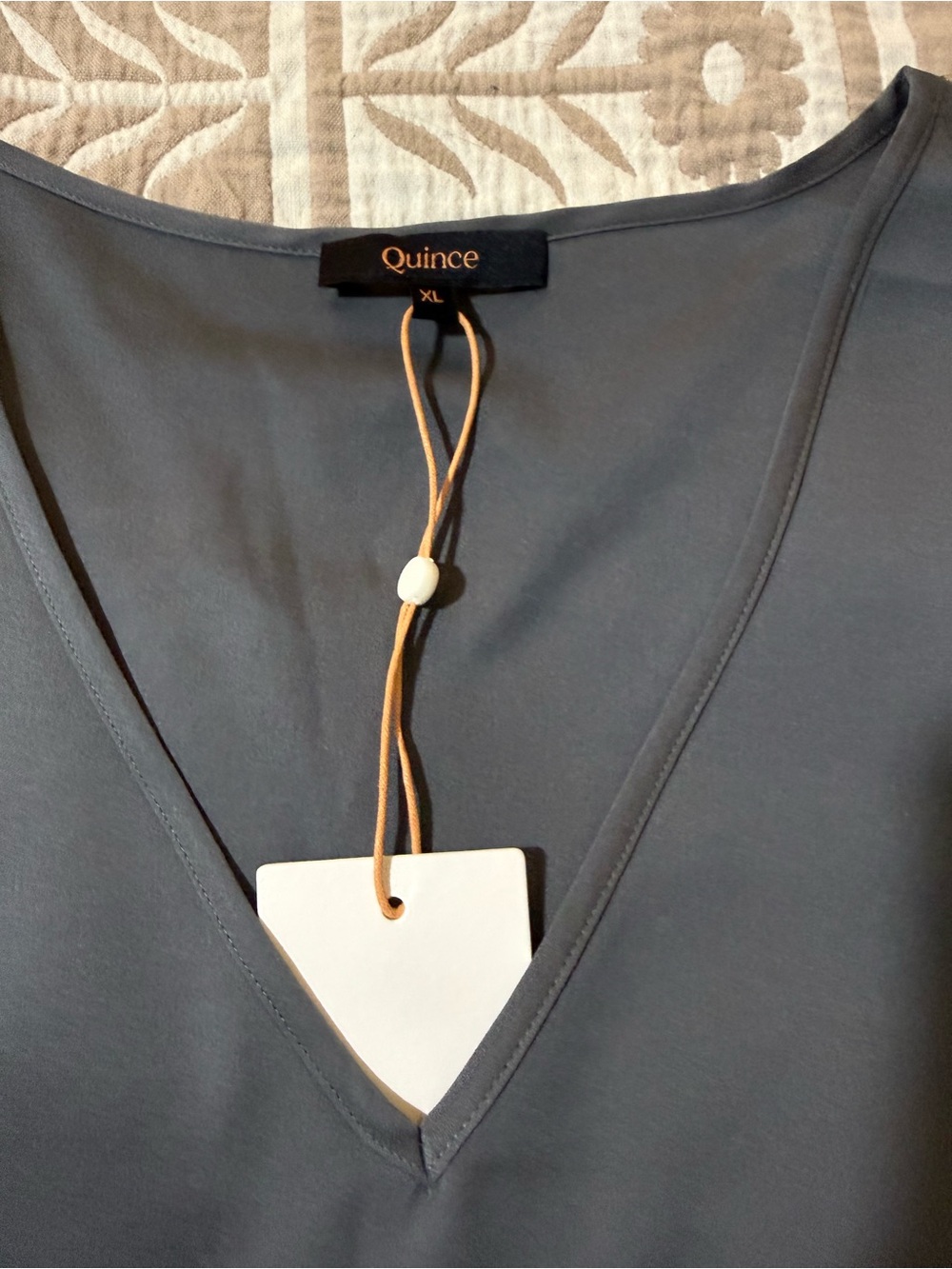 Silk Quince Women's Sleeveless V-Neck Top — Charcoal Gray - Picture 5 of 9